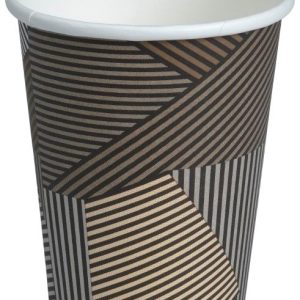 LONČKI za kavo, 360 ml, rjavi tisk/bele, papirnati, EKO, 50 kos/pak