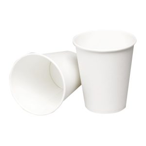 LONČKI za tople napitke, 240 ml, beli, papirnati, 50 kos/pak