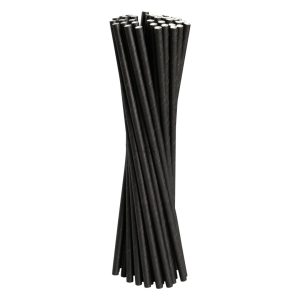 Slamice, nepregibne, 25 cm, fi 8 mm, ČRNE, EKO, papirnate, 100 kos/pak