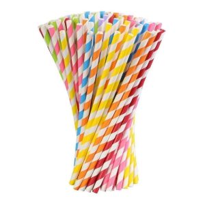 Slamice, nepregibne, 20 cm, fi 6 mm, barvne, papirnate, 500 kos/pak