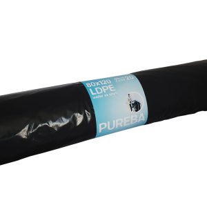 VREČKE 150 L, 80 x 120 cm, LDPE, 45 my, črne, PUREBA, 20 kos/rol