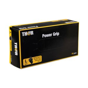 Rokavice NITRIL, brez pudra, L, THOR Power grip, črne, 50 kos/pak