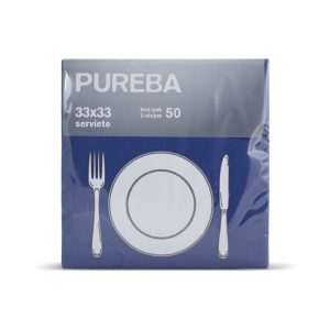 SERVIETE 33 x 33 cm, temno modre, 2-slojne, PUREBA, 50 kos/pak