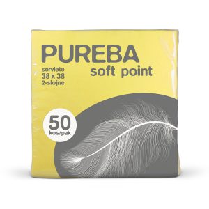 SERVIETE 38 x 38 cm, rumene, 2-slojne, Soft Point, PUREBA, 50 kos/pak