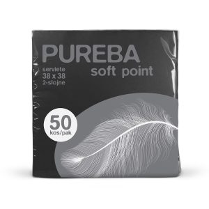 SERVIETE 38 x 38 cm, črne, 2-slojne, Soft Point, PUREBA, 50 kos/pak
