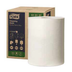 KRPE netkane, čistilne, Tork Cleaning Cloth Combi, v roli, bele, 152 m, W1/W2/W3