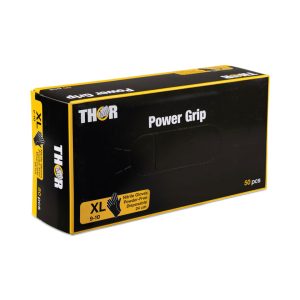 Rokavice NITRIL, brez pudra, XL, THOR Power grip, črne, 50 kos/pak