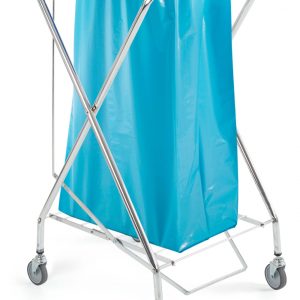 STOJALO za vrečko 120 L, na štirih kolesih, okrogel, z rdečim pokrovom, na pedal, kromiran
