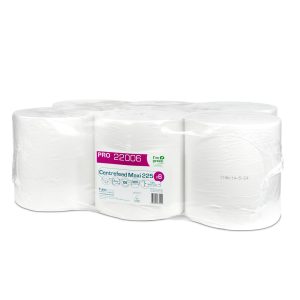 PAPIRNATE BRISAČE CENTRAL, 2-slojne, bele, TUBELESS MAXI PRO 225, 6 rol/pak