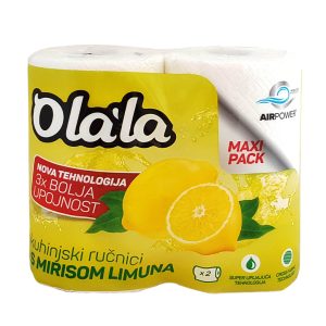 PAPIRNATE BRISAČE v roli, 22 cm, OLALA EXTRA ABSORBENT LIMONA, 3-slojne, bele, 2 rol/pak