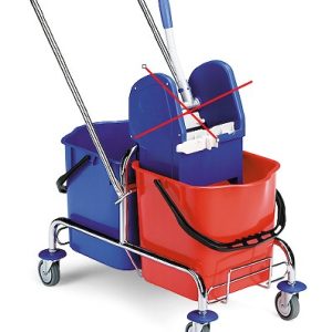 VOZIČEK za čiščenje JACK, vedra 2 x 25 L, brez ožemalnika, krom