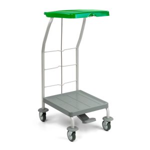 STOJALO za vrečko 70 L, na štirih kolesih, ZELEN POKROV na pedal, rilsan ogrodje