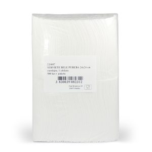 SERVIETE 24 x 24 cm, bele, 1-slojne, PUREBA, 500 kos/pak