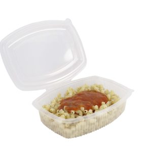 Posodice za hrano, 2 L, s pokrovom, ovalne, PP, 50 kos/pak