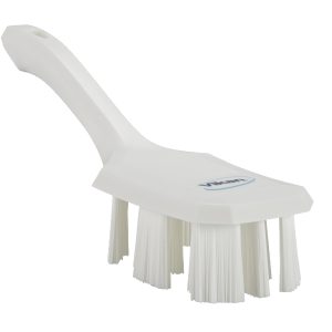 Ročna krtača za čiščenje, UST, bela, 26 cm, TRDA, s kratkim ročajem, HACCP