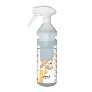PLASTENKA 750 ml, za Diverflow, z označbo SURE Cleaner & Degreaser, rumena, z razpršilko