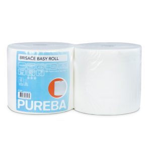 INDUSTRIJSKE PAPIRNATE BRISAČE MAX, PUREBA Basy Roll, 2-slojne, bele, 2 rol/pak