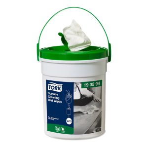 KRPE netkane, čistilne, Tork Surface Wet Wipes, mokre, bele, 58 kos/vedro, W14