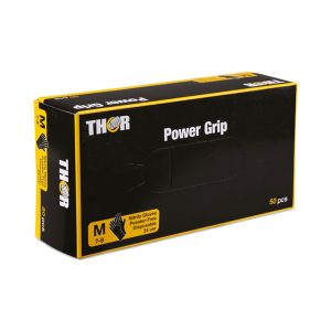 Rokavice NITRIL, brez pudra, M, THOR Power grip, črne, 50 kos/pak