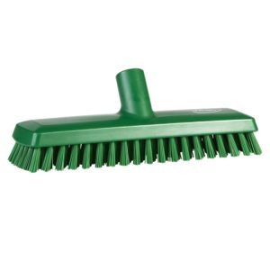 Krtača za tla, 27 cm, zelena, trda, brez ročaja, PP/PS, HACCP, z dotokom vode
