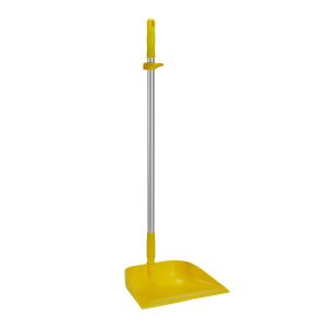 Smetišnica, plastična, 33 cm, z dolgim ročajem, rumena, HACCP