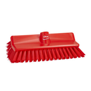Krtača za tla, kotna, 26 cm, rdeča, srednje trda, brez ročaja, PP, HACCP, Vikan