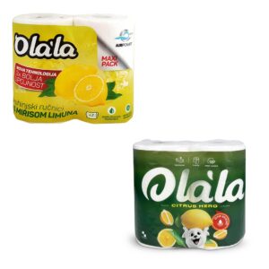 PAPIRNATE BRISAČE v roli, 22 cm, OLALA EXTRA ABSORBENT LIMONA, 3-slojne, bele, 2 rol/pak