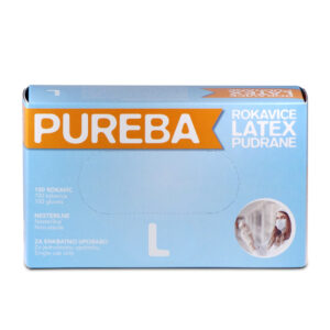 Rokavice LATEX, pudrane, L, PUREBA, 100 kos/pak