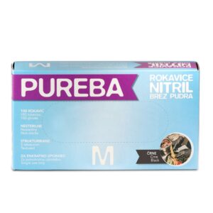 ROKAVICE NITRIL brez pudra M, črne 100 kos/pak, PUREBA